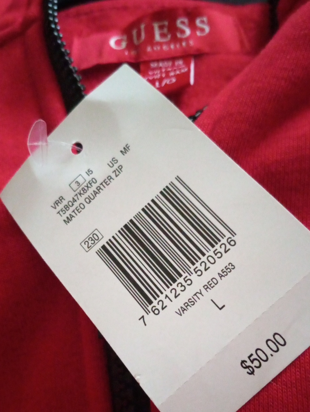 Guess  men's         Zip Pullover Size Lg - Picture 8 of 8